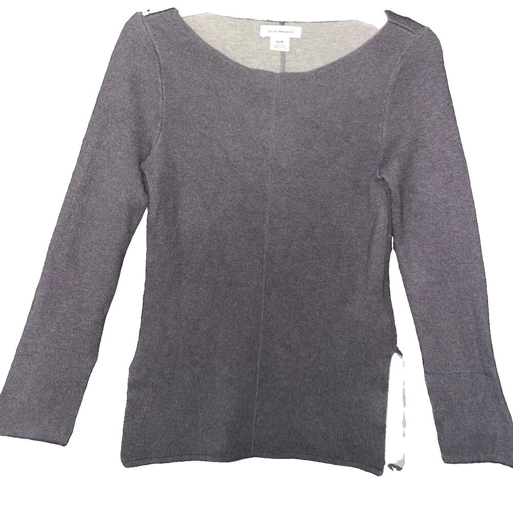 Club Monaco Womens Gray Alpaca Wool Blend Long Sleeve Boat Neck Sweater Size XS